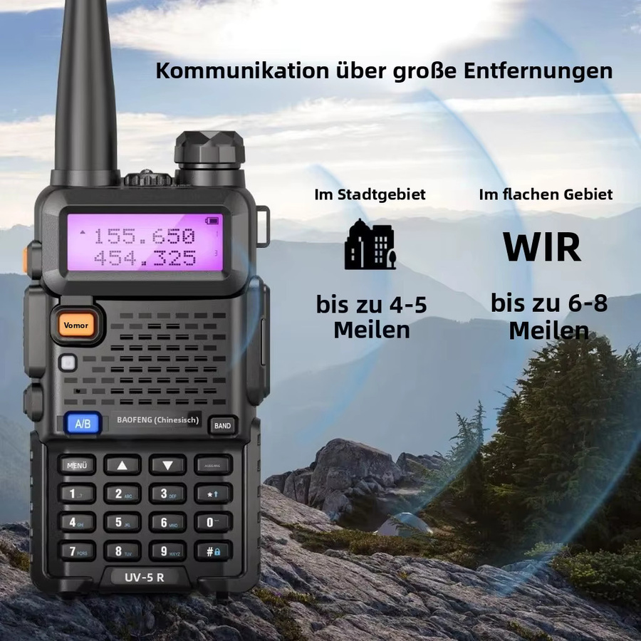 Baofeng UV-5R Dual-Band Walkie-Talkie in Schwarz mit 128 Kanälen und VHF/UHF FM - Bild 2