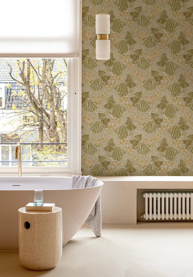 Isidore Leroy Tapete Cyprins Doré in Gold mit floralem und botanischem Design - Bild 1