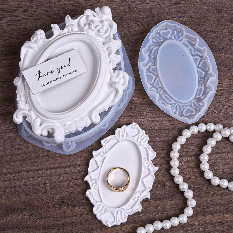 UDOCOOL Silikonform mit geprägter Spitze für DIY Vintage Design Schmuck und Deko-Platten in Ovalform - Bild 1