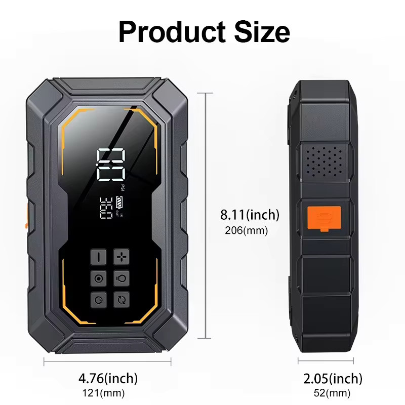 Vyvylabs Auto-Starthilfe mit 1000A Spitzenstrom und 150PSI Luftkompressor-Pumpe, Tragbarer Batterie-Booster und Powerbank mit LED-Licht für Auto und SUV - Bild 7