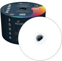 MediaRange CD-R MR208 Rohlinge, 700 MB Kapazität, 52-fache Schreibgeschwindigkeit, vollflächig bedruckbar, 50er-Spindel, Farbe: Weiß - Bild 1