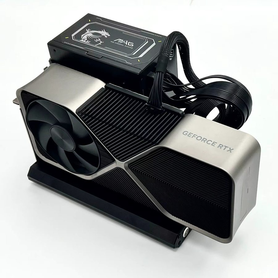 ADT-Link OCuLink eGPU Dockingstation PCIe 5.0 X4 zu X16 Adapter mit Aluminiumgehäuse in Schwarz - Bild 5
