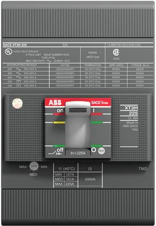 ABB XT3N 225 TMF 110-1 Leistungsschalter in Grau mit einem maximalen Einstellbereich von 1100A und einer Schaltspannung von bis zu 347 V/AC - Bild 1