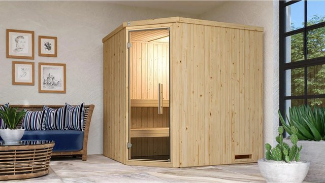 Ecksauna WEKA Varberg 2 in Beige mit Glastür, B/H/T: 194 x 199 x 177 cm - Bild 1