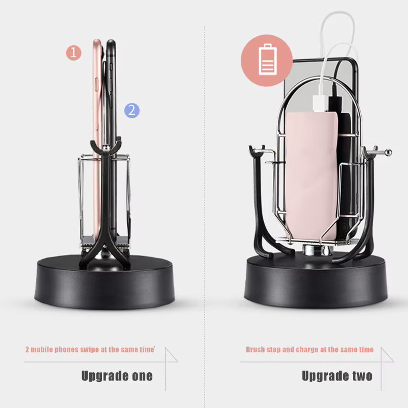 Automatischer Doppel-Smartphone-Halter mit Schaukel-Funktion für Schritt-Erarning, weiß - Bild 5