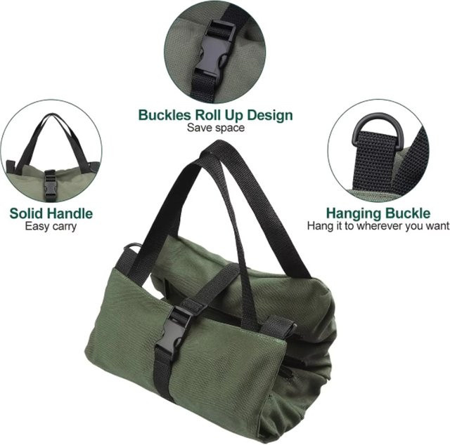 Mehrzweck Roll-Up Werkzeugtasche aus Segeltuch in Schwarz und Grün als Werkzeug-Organizer und Aufbewahrung für Schraubenschlüssel oder Erste-Hilfe-Sets - Bild 1