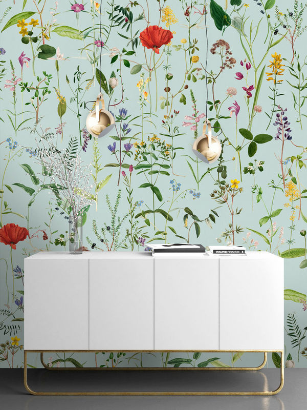 MINDTHEGAP Tapete Aquafleur WP20174 mit floralem Vintage-Design in Blau und Multicolour, Vlies-Tapete - Bild 2