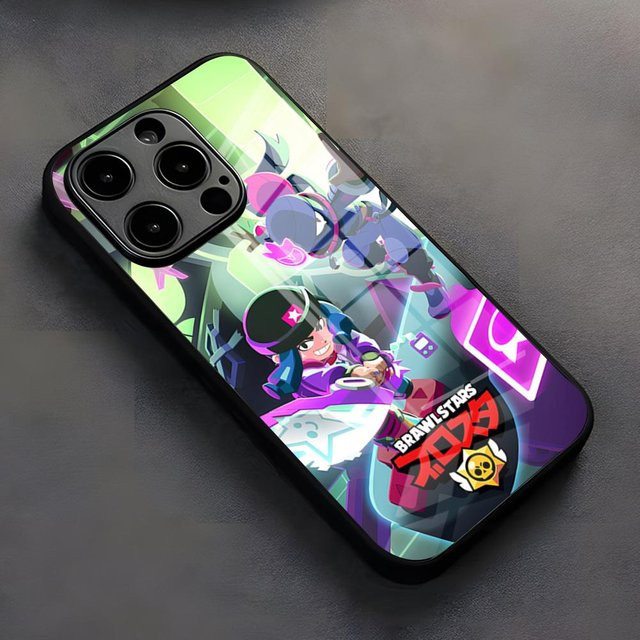 B-Brawls S-Stars Handyhülle mit Glasabdeckung für iPhone 17 Pro Max, 16, 15, 14, 13, 11, X, Xs, Xr, 8, 7 Plus in Multicolour - Bild 1