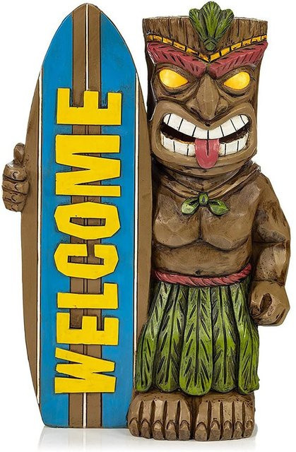 CosyHome Gartenstatue Willkommensschild Surfbrett in Gelb und Multicolour als maritime Außendekoration - Bild 1