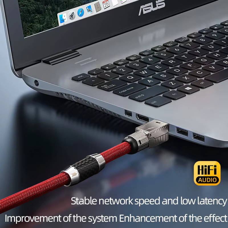 ATAUDIO HiFi Cat8 Ethernet-Kabel mit 6n reinem Silber, 40gbps Netzwerk-Patchkabel in Silber - Bild 2