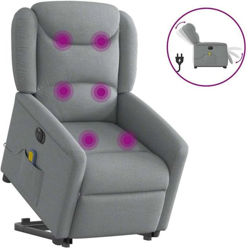 Elektrischer Massagesessel mit Aufstehhilfe von vidaxl in Grau aus Stoff und Metall - Bild 1
