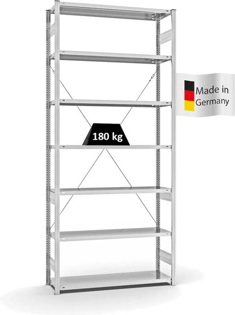 PROREGAL Fachbodenregal Stecksystem T-Profil Light-Duty in Lichtgrau mit 7 Ebenen, H x B x T: 300 x 130 x 40 cm - Bild 1