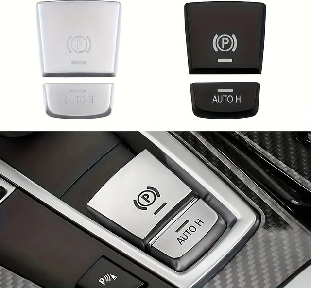P AUTO Elektronische Handbremse H-Taste Schalter Abdeckung Trim Aufkleber in Silber für BMW 5 6 7 Serie 5GT F10 F12 F01 X3 X4 X5 X6 - Bild 1