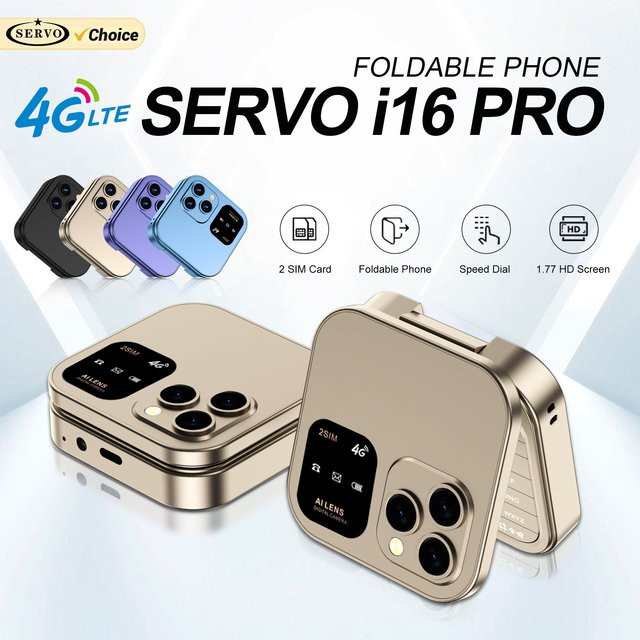 SERVO i16 Pro 4G LTE Mini Flip Mobiltelefon Dual SIM in Purple - Bild 1