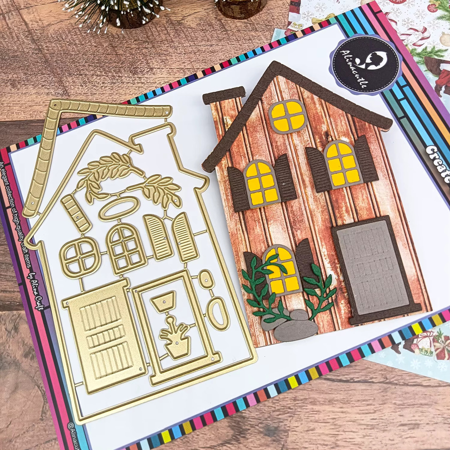 Alinacutle Metall Stanzform Haus in Gold für Scrapbooking und DIY-Bastelarbeiten - Bild 5