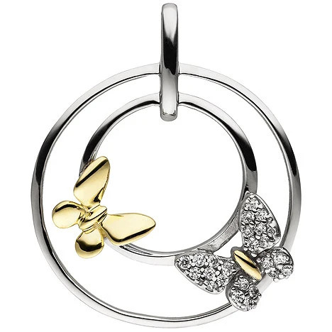 Colfem Anhänger Schmetterlinge, 925 Sterling Silber, bicolor vergoldet, 24 Zirkonia - Bild 1