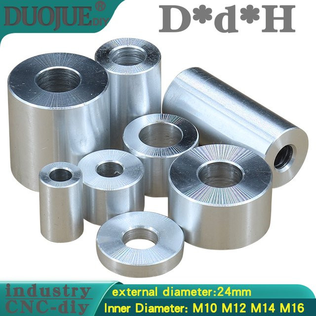 DUOJUE Aluminium-Buchse als runde Unterlegscheibendichtung und Abstandshalter, Durchmesser: 24 mm, Farbe: Silber - Bild 1