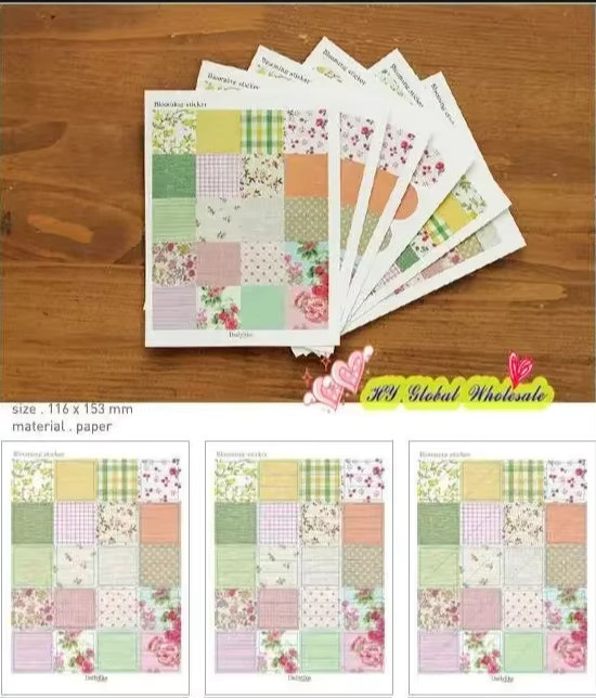 Set mit 6 bunten Blumen-Stoffaufklebern für dein Tagebuch, Scrapbook und deine Schreibwaren - Bild 3