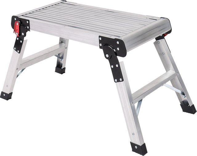 Kraft Werkzeuge Alu Trittleiter faltbar, Silber, Tragkraft: 150 kg - Bild 1