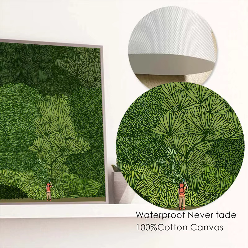 Potdemiel Leinwanddruck Nordisches Grünes Wald-Dschungel Wandbild mit floralem Blättermotiv für dein Wohnzimmer - Bild 6