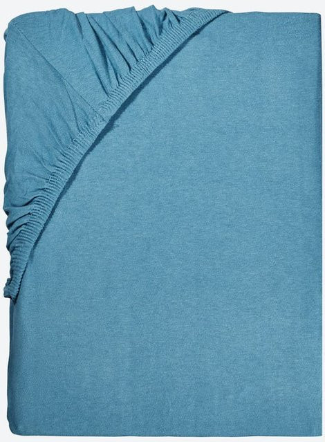 NKD Jersey-Spannbetttuch CLASSIC aus 100% Baumwolle, Blau, B/T/H: 100 x 200 x 30 cm - Bild 1