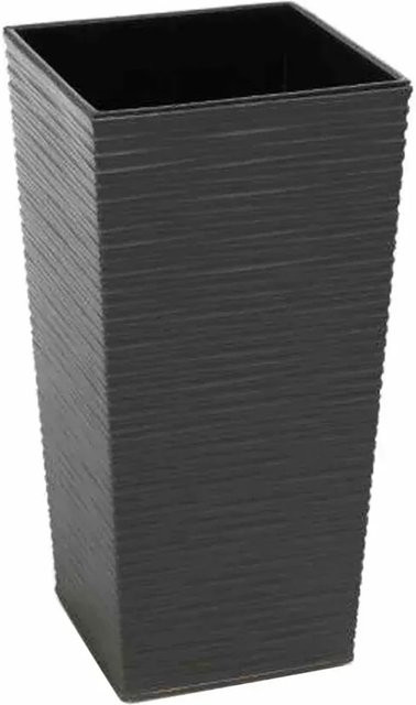 Siena Garden Pflanzgefäß Nizza Groove aus Kunststoff in Anthrazit B/T/H: 25 x 25 x 46,5 cm - Bild 1