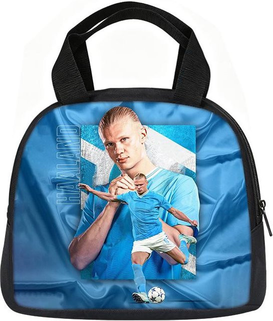 Isolierte Lunchtasche Haaland Fußballstar von Fancy Style Studio, Blau, Wiederverwendbare Bento-Box für Schule und Reisen - Bild 1