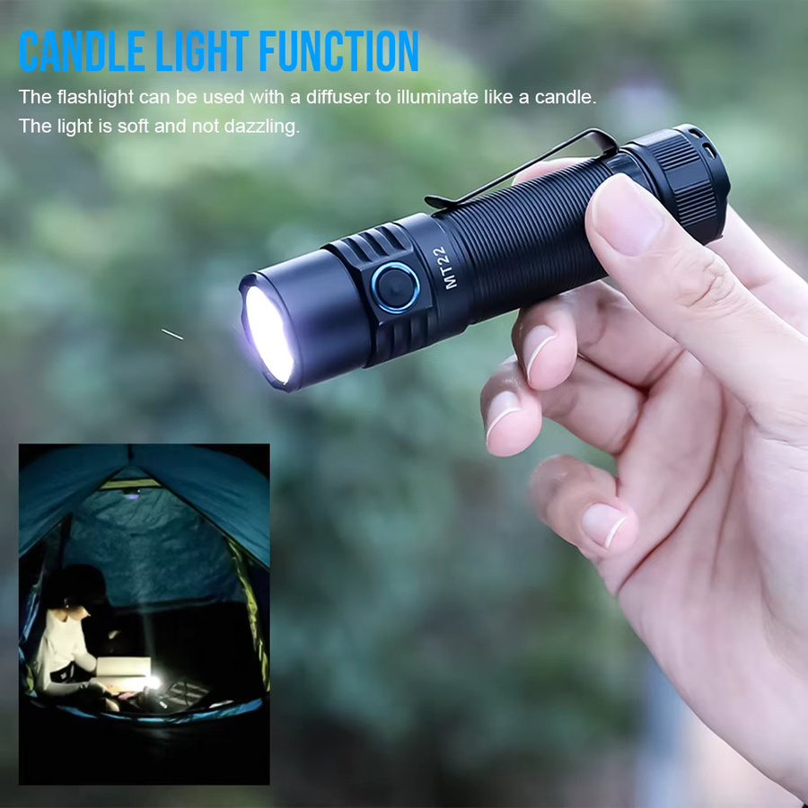 Trustfire MT22 wiederaufladbare EDC-LED-Taschenlampe in Schwarz mit 2250 Lumen, Typ-C-USB-Ladefunktion und Powerbank-Funktion - Bild 4