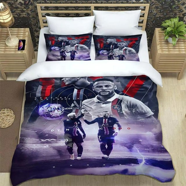 Gu Tao Bettwäsche-Set Kylian Mbappé mit Bettbezug und Kissenbezügen, Blau, B/H: 220 x 240 cm - Bild 1
