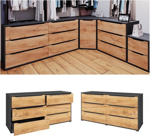 Vicco Kommode Ruben Anrichte Anthrazit Eiche B/H: 160 x 78 cm