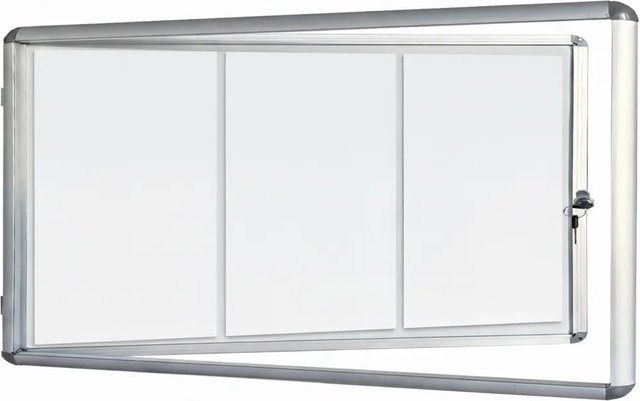 Master of Boards Schaukasten Premium Weiß für 3 x A4 mit Acrylglas und Aluminium-Rahmen B: 37 cm, H: 70 cm - Bild 1