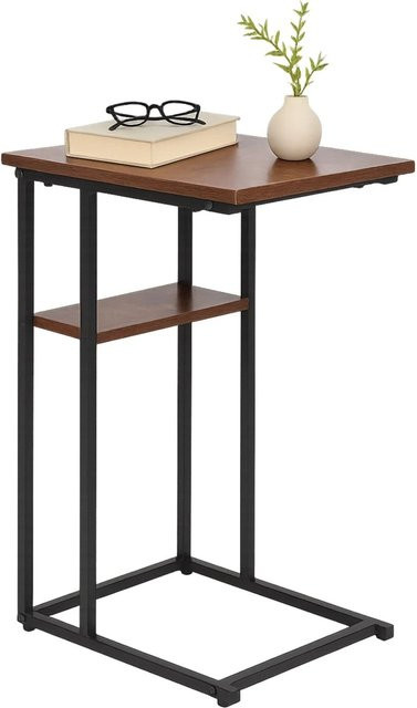 Relaxdays Beistelltisch aus MDF und Eisen in Schwarz mit 2 Ablagen, B/T/H: 60 x 40 x 30 cm - Bild 1