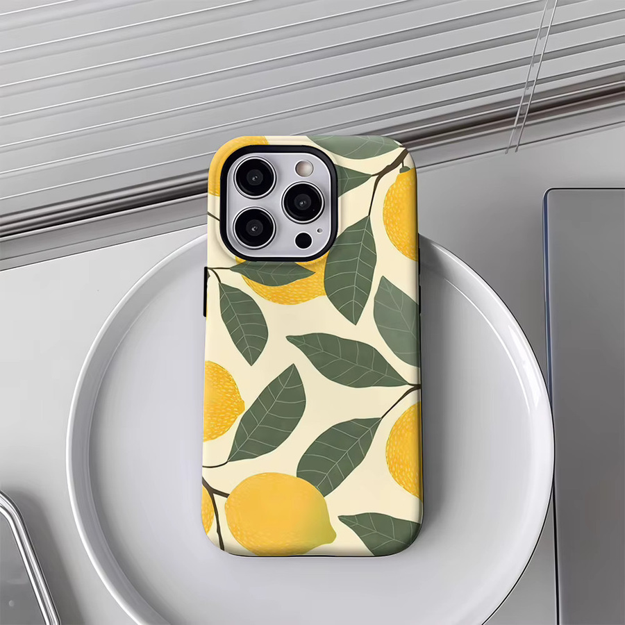Potdemiel Handyhülle Zitronenzweig und Frucht mit doppelschichtiger Rückabdeckung, kompatibel mit iPhone 11 bis iPhone 18 Pro Max, Multicolor - Bild 4