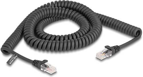 Delock RJ45 Patchkabel CAT 5e Ethernet LAN Spiralkabel Schwarz 3,0 m - Bild 1