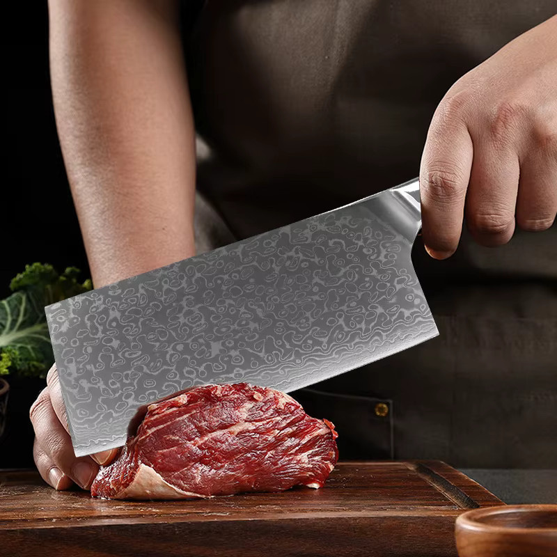 GuanQi Profi-Kochmesser aus Damaszener Stahl mit Holzgriff für Fleisch, Fisch und Gemüse - Bild 3