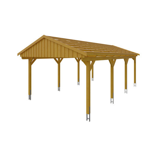 Skan Holz Carport Fichtelberg aus Fichte Leimholz in Beige mit spitzer Dachform B/T: 423 x 808 cm, Höhe: 326 cm - Bild 3