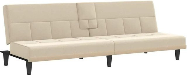 vidaXL Schlafsofa mit Getränkehaltern in Creme, Polster-Schlafsofa aus Stoff mit Holzrahmen und Schaumstofffüllung - Bild 1