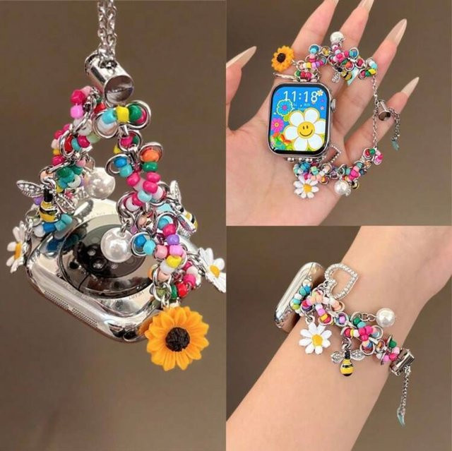 iwujiao Armband für Apple Watch, Edelstahl, Damen, Perle - Bild 1