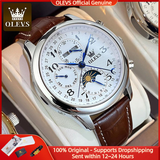 OLEVS Armbanduhr Automatik, Analog-Digital, Mondphase, 42 mm, Herren - Bild 1