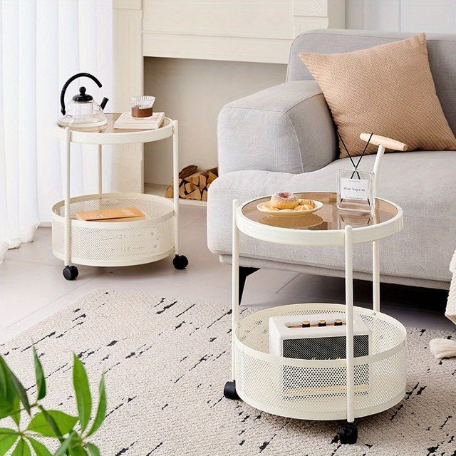 LIUSHADUOLA Premium Snack Cart Beistelltisch mit abnehmbarer Glasplatte - Bild 1