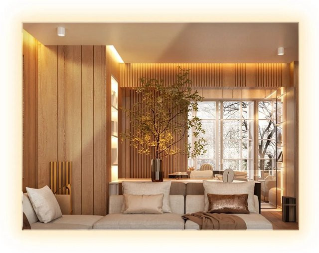 Wallfluent LED Spiegel in Rechteckform mit warmweißem Licht, B/H: 80 x 60 cm - Bild 1