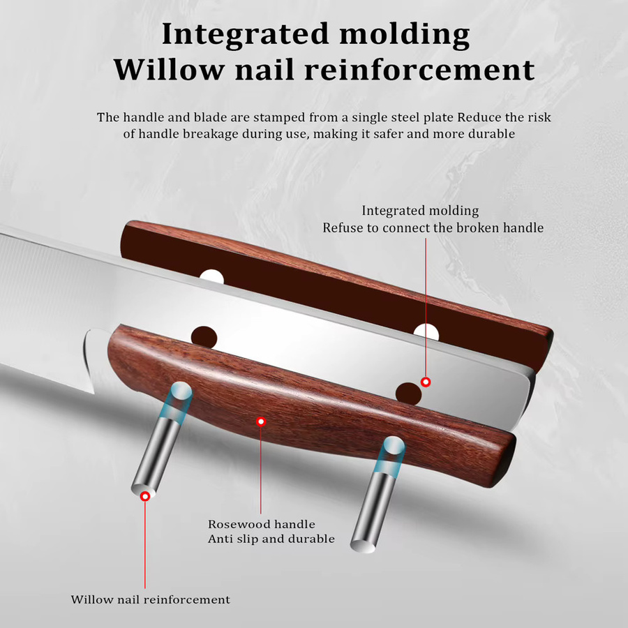 TURWHO 3-teiliges professionelles japanisches Küchenmesser-Set aus Edelstahl mit Utility, Kiritsuke und Cleaver - Bild 4