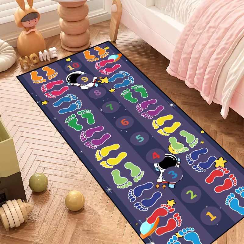 VIKAMA Bunter Fußabdruck-Teppich mit Kinder-Motiv, rutschfest und waschbar, Mehrfarbig, B/T: 120 x 50 cm - Bild 4