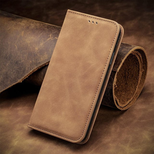 Retro Klapphandyhülle aus PU-Leder für Samsung Galaxy S25 S24 S23 S22 Ultra 5G in Braun mit magnetischer Abdeckung XL007 - Bild 1