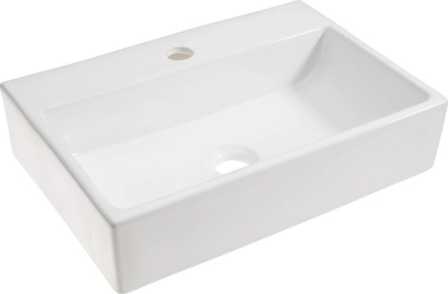 baliv Aufsatzwaschbecken WBA-7020 Eckig aus Keramik in Weiß, B: 36 cm, T: 52 cm - Bild 1
