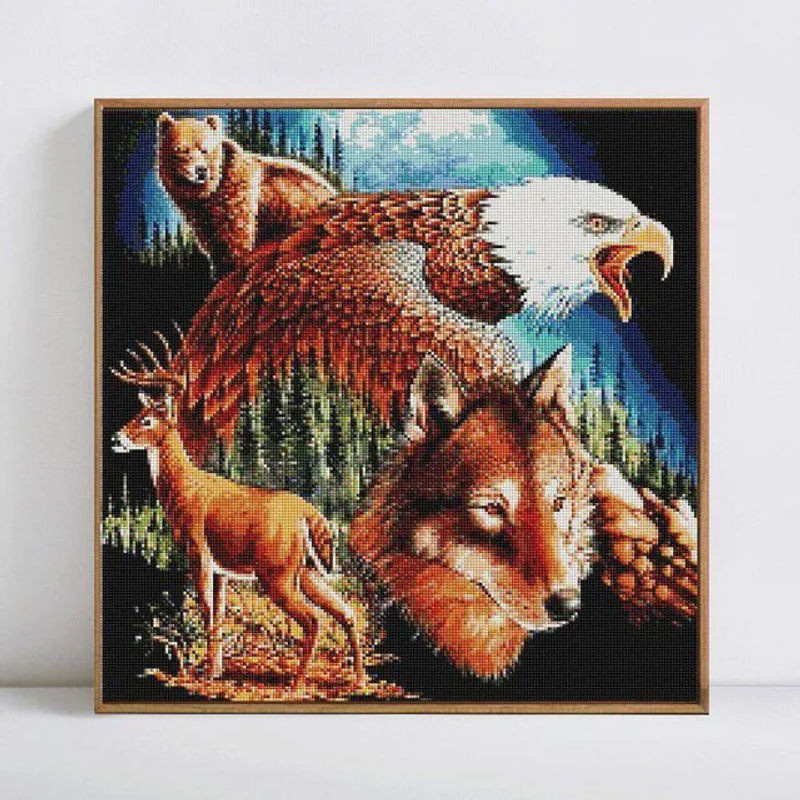 FIYO Diamond Painting Set 5D DIY Tier-Mosaik mit runden Motiven, Mehrfarbig, B/H: 30 x 30 cm - Bild 1