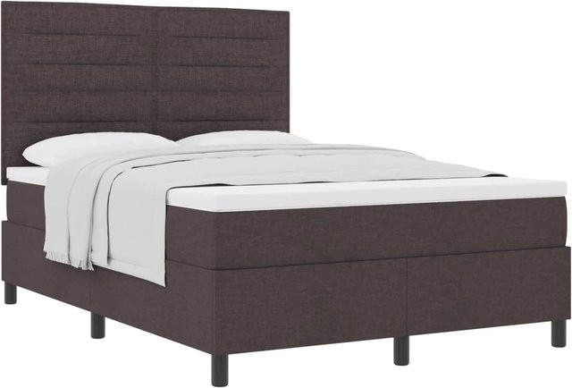 vidaXL Boxspringbett mit Matratze und Taschenfederkern in Dunkelbraun, B/T/H: 140 x 190 x 280 cm - Bild 1