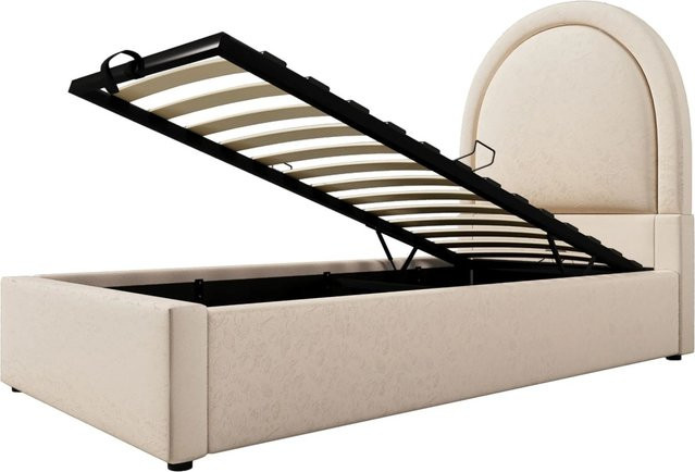 Merax Kinder Polsterbett Kosmos Muster in Beige mit Lift-up-Funktion B/T/H: 90 x 200 x 106 cm - Bild 1