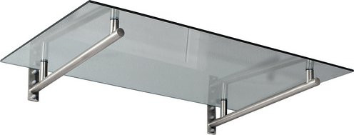 GUTTA Vordach HD aus Verbund-Sicherheits-Glas (VSG) in Edelstahloptik und Transparent, Silberfarben - Bild 1