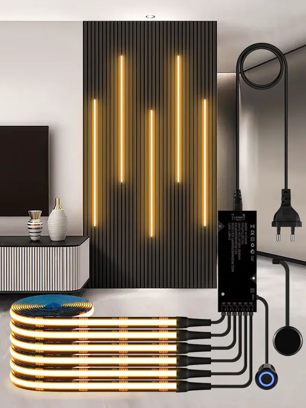 Rybakov COB LED-Streifen in Schwarz mit Dual-Touch-Schalter und Controller für Möbel und Wandschränke - Bild 6